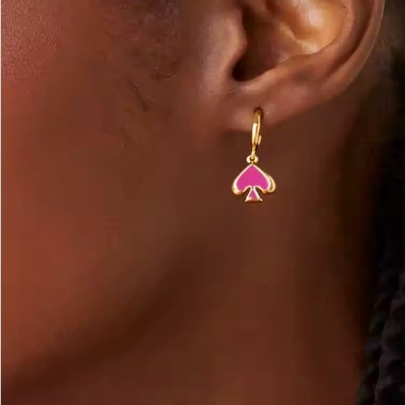 New w/Tags Kate Spade Pink Spade dangle Earrings - Picture 4 of 8
